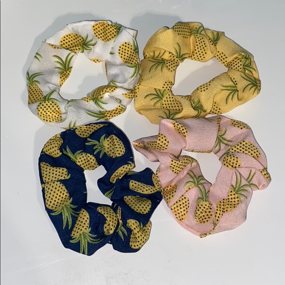 4 Pineapple Design Scrunchies